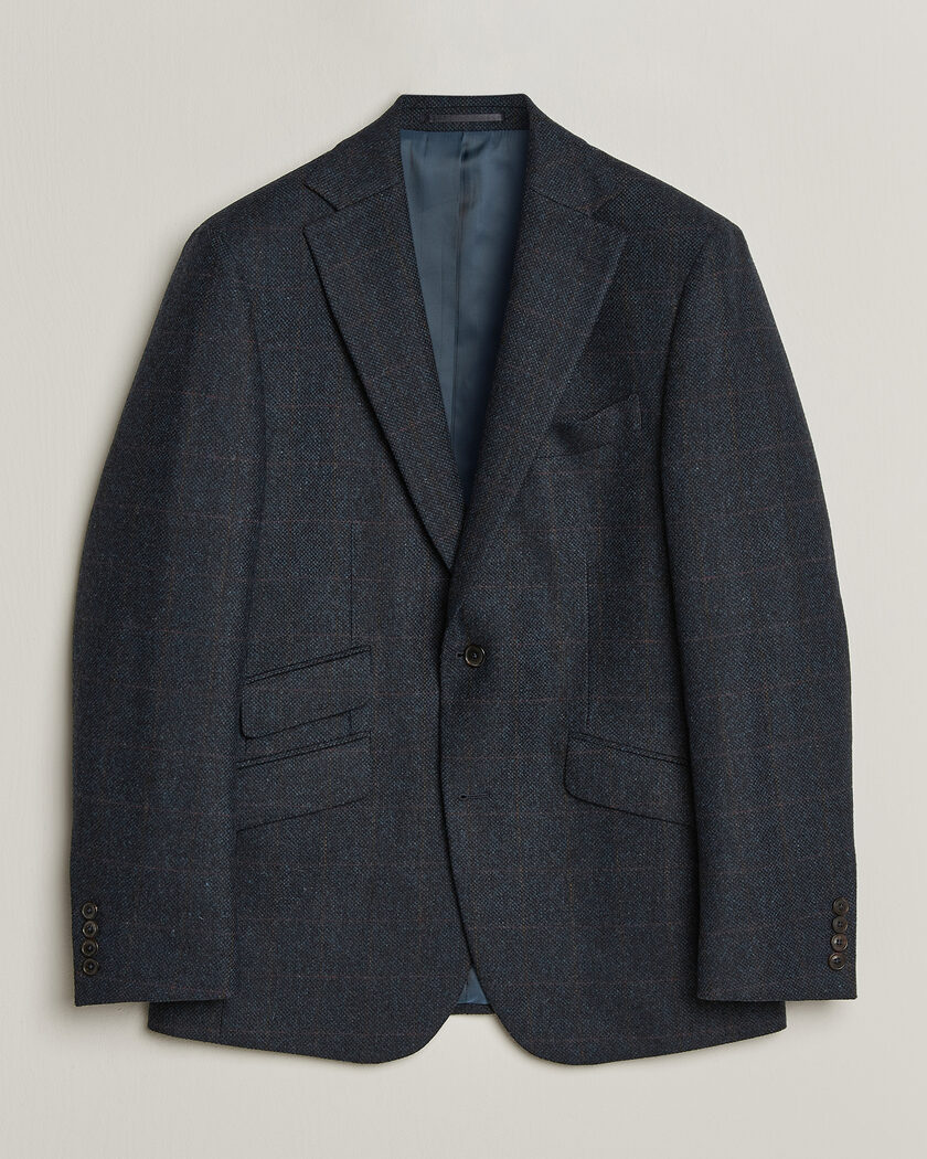 Walker Slater Edward Lambswool Windowpane Blazer Navy – Blue