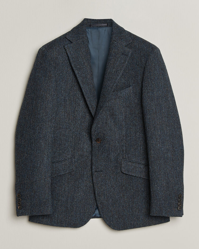 Walker Slater Edward Harris Tweed Herringbone Blazer Navy – Blue
