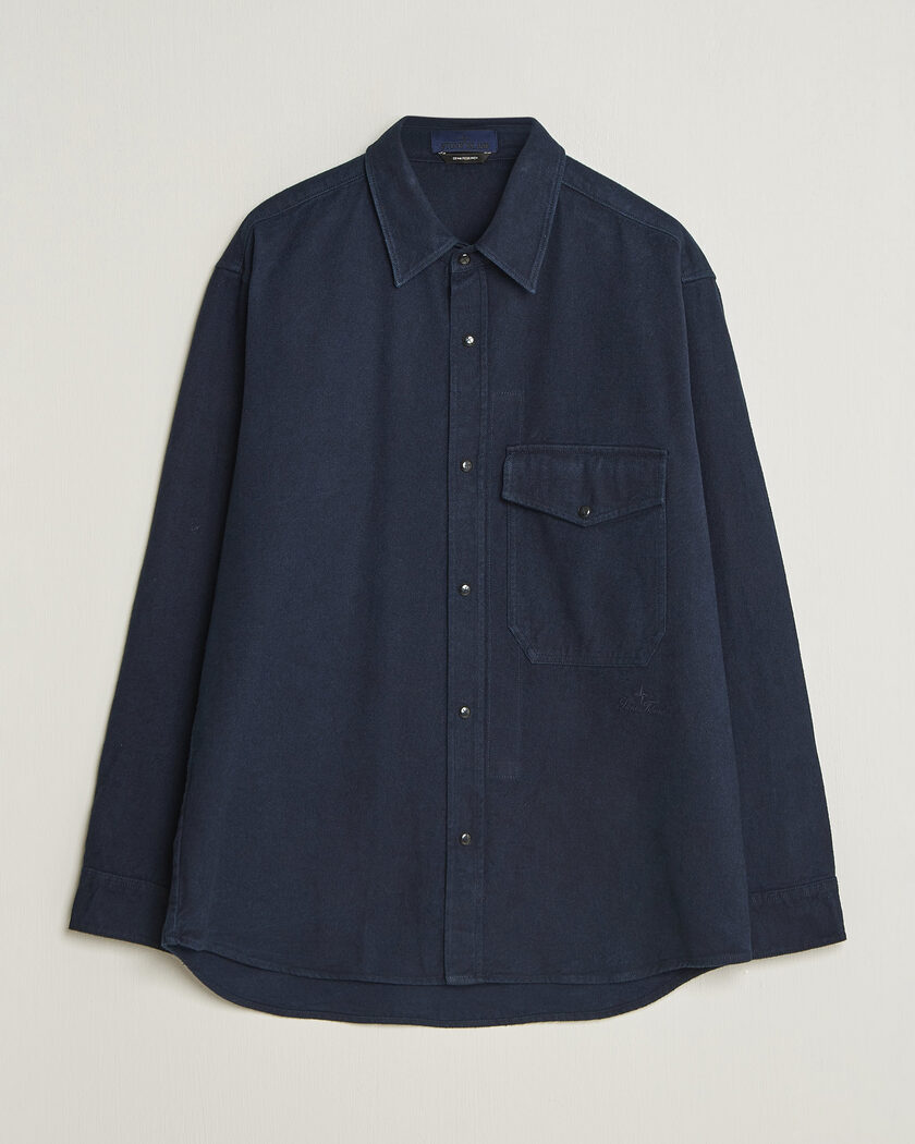 Stone Island Organic Cotton Flannel Denim Shirt Indigo – Blue