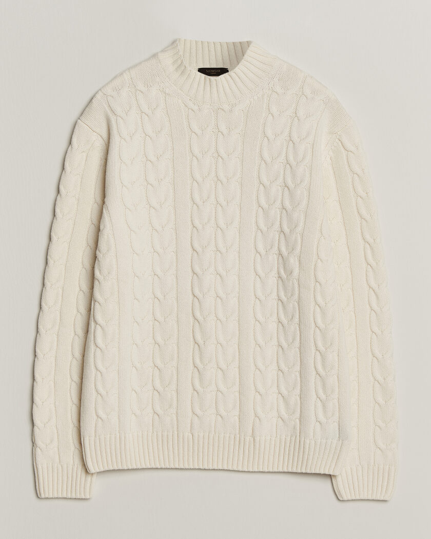 Zanone Double Cable Crew Neck Latte – White