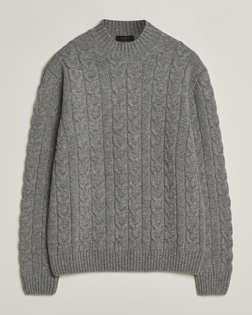 Zanone Double Cable Crew Neck Grey Melange – Grey