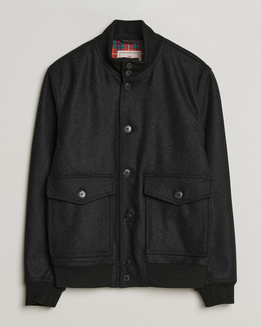 Baracuta Melton Wool Blouson Jacket Charcoal – Black