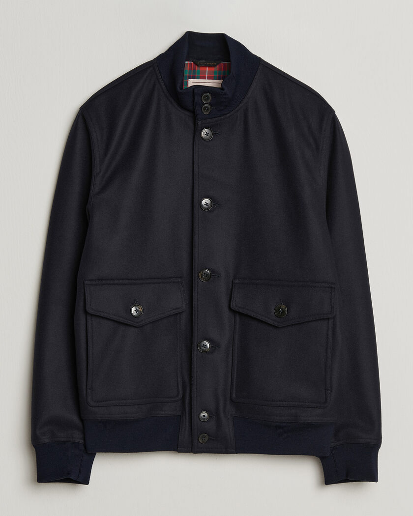 Baracuta Melton Wool Blouson Jacket Deep Blue – Blue