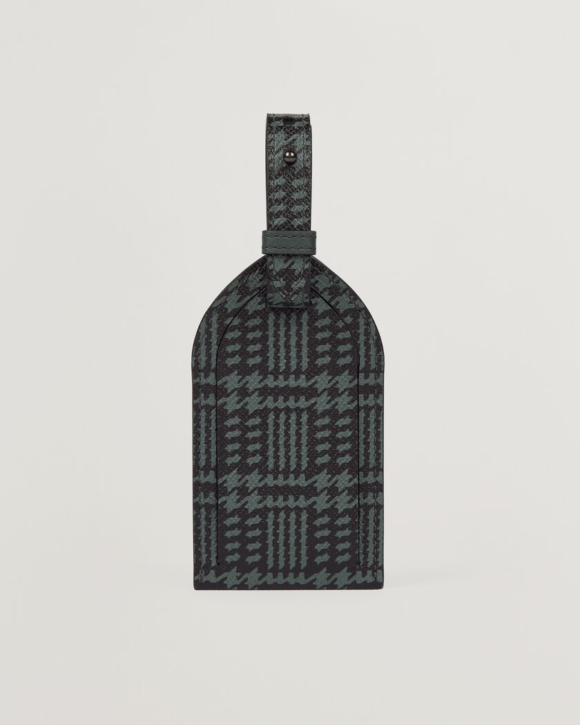 Smythson Panama Tweed Luggage Tag Slate Green – Green