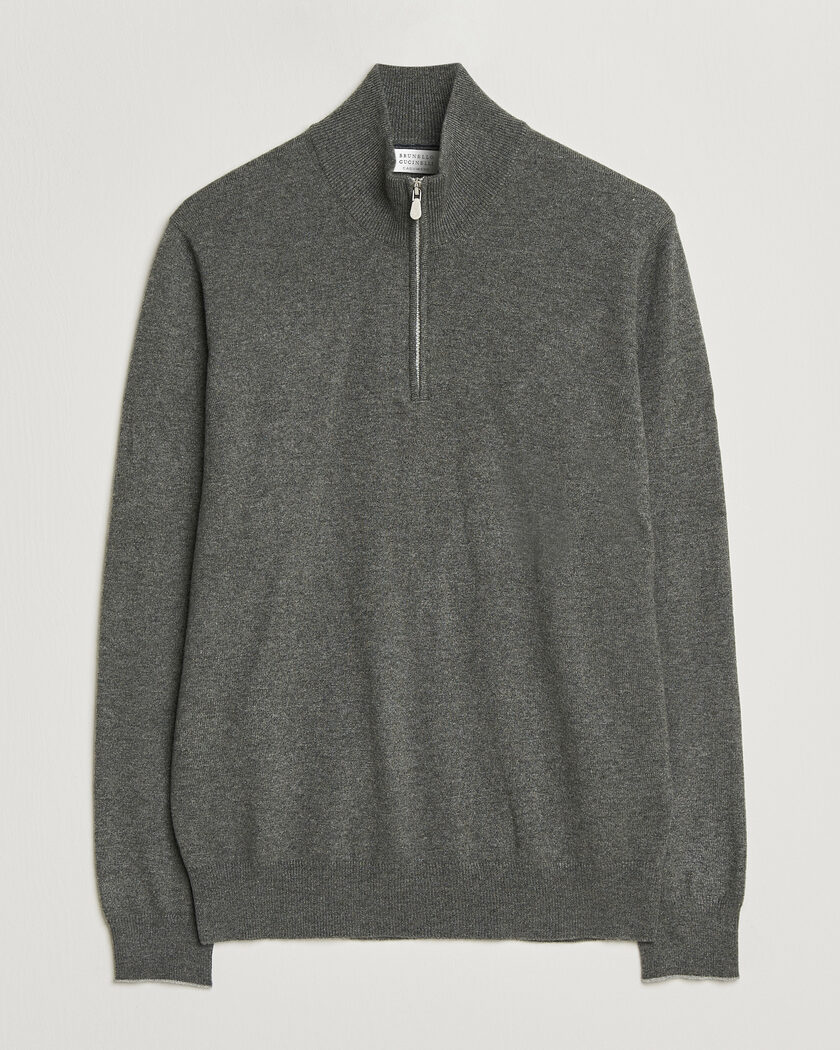 Stone Island Speckled Wool/Nylon Half Zip Dark Green Melange at