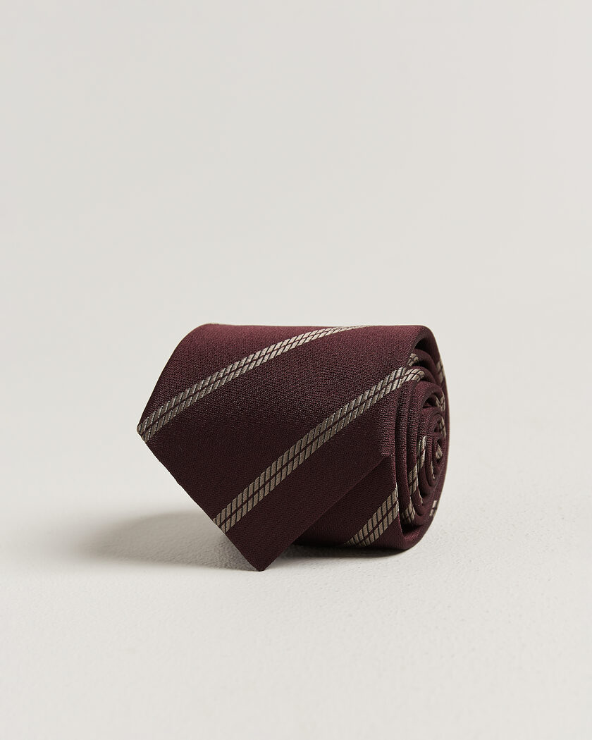 Brunello Cucinelli Regimental Stripe Silk Tie Burgundy – Red