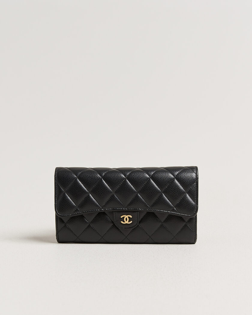 Chanel Pre-Owned Classic Long Flap Wallet Caviar Leather Black – Black