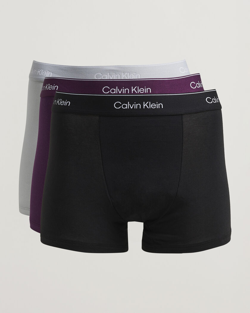 Calvin Klein 3-Pack Icon Cotton Stretch Relaxed Trunk Black/Grey/Purple – Multi-colour