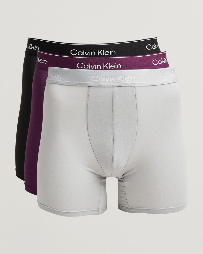  Calvin Klein 3-Pack Icon Cotton Stretch Boxer Brief Black/Grey/Purple – Multi-colour