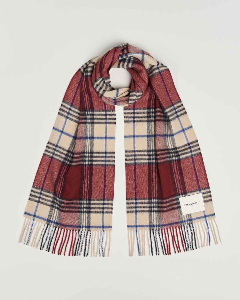 Gant Checked Wool Scarf Plumped Red – Multi-colour
