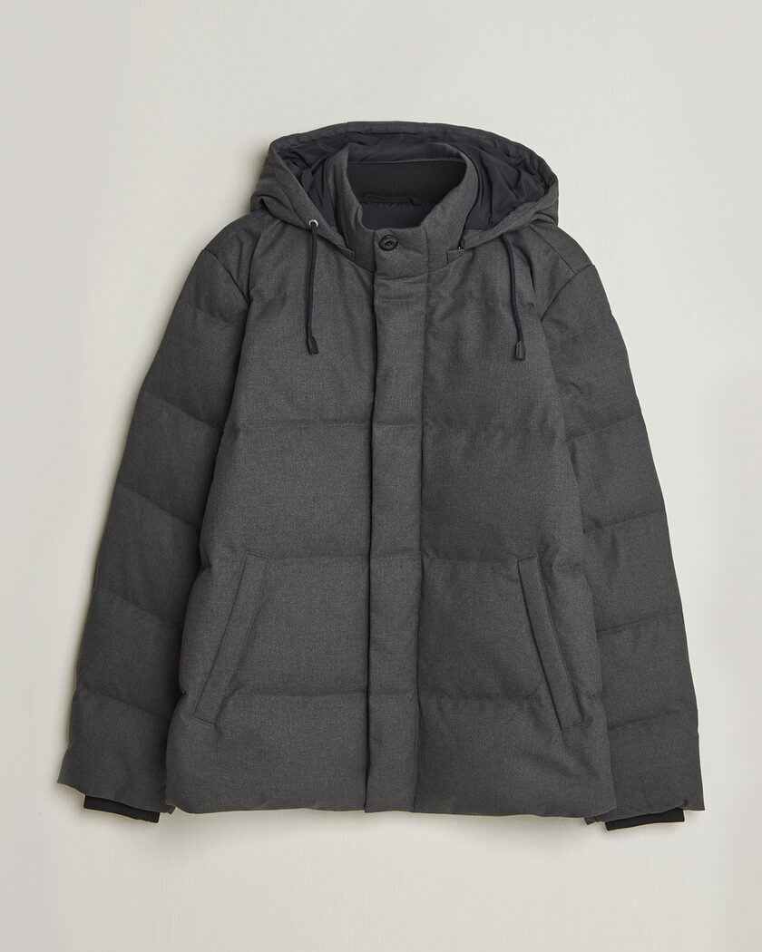 Gant Flannel Down Hooded Jacket Black Grey – Black