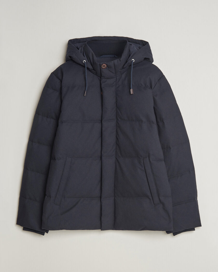 Gant Flannel Down Hooded Jacket Evening Blue – Blue
