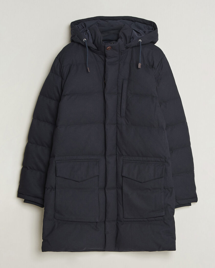 Gant Flannel Down Hooded Parka Evening Blue – Blue