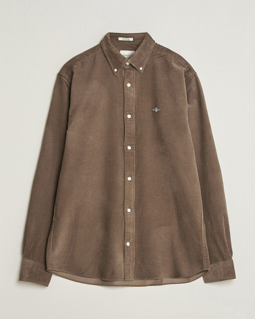 Gant Regular Fit Corduroy Shirt Faded Taupe – Brown
