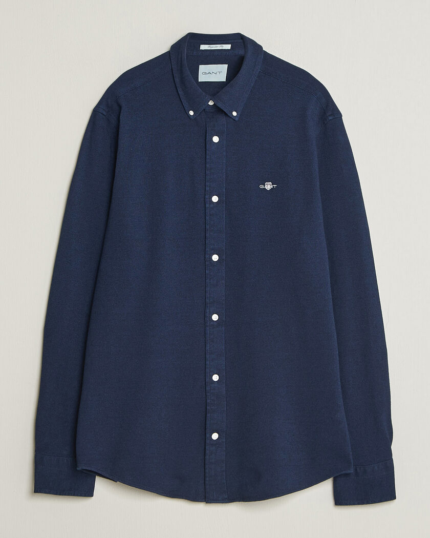 Gant Regular Fit Indigo Jersey Pique Shirt Dark Blue – Blue