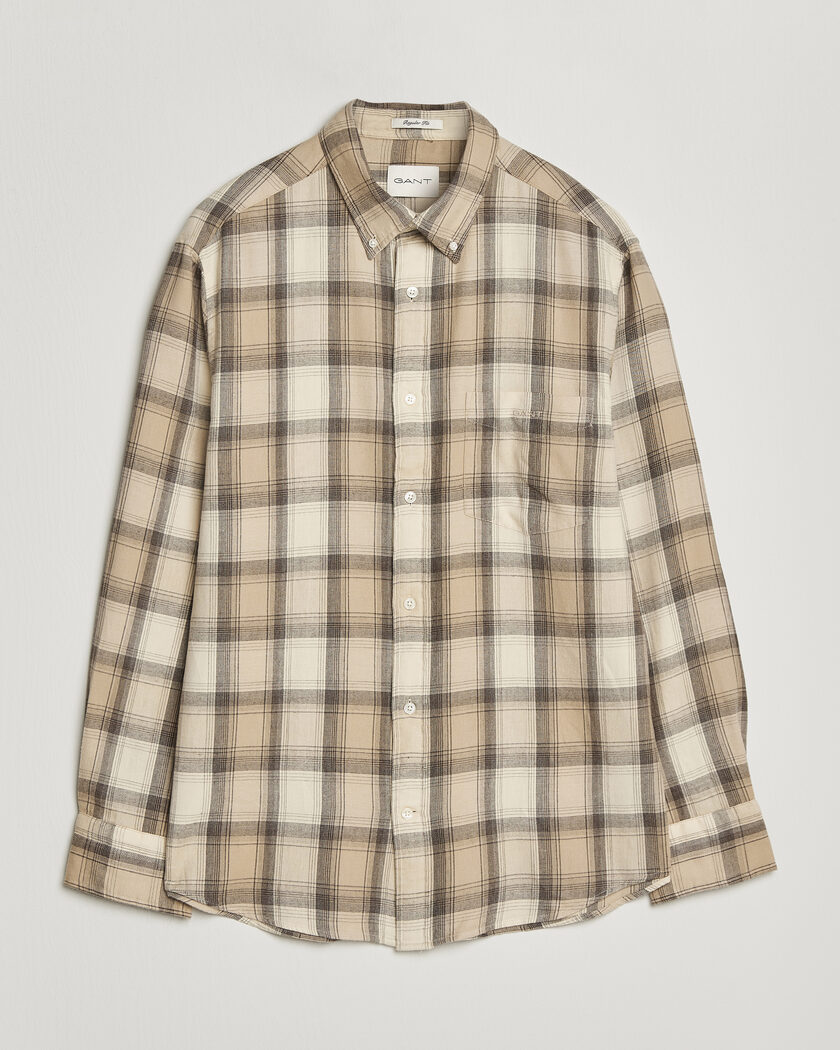 Gant Regular Fit Windblown Flannel Checked Shirt Dry Sand – Beige