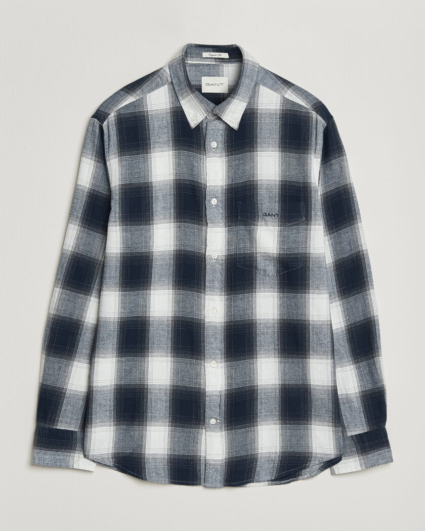 Gant Regular Fit Windblown Flannel Checked Shirt Evening Blue – Blue
