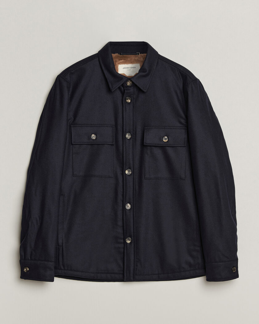 Jacob Cohën Wool Flannel Eco Fur Lined Shirt Jacket Navy – Blue