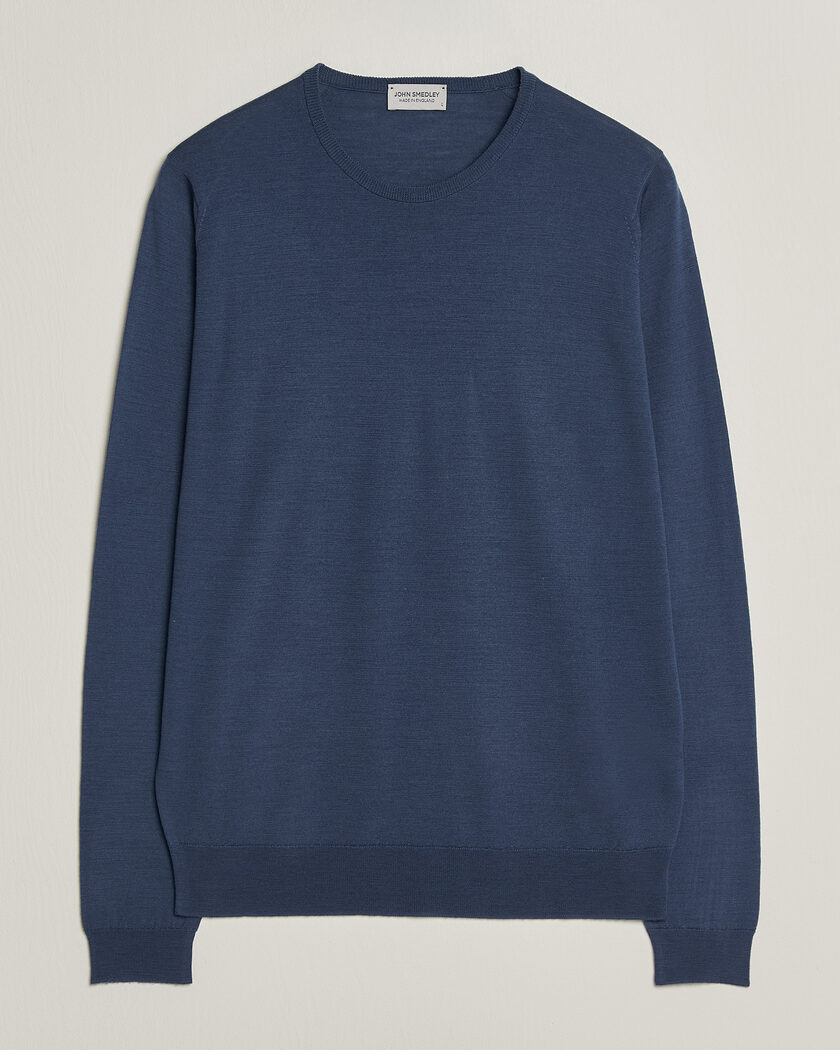 John Smedley Lundy Extra Fine Merino Crew Neck Teal Firth – Blue