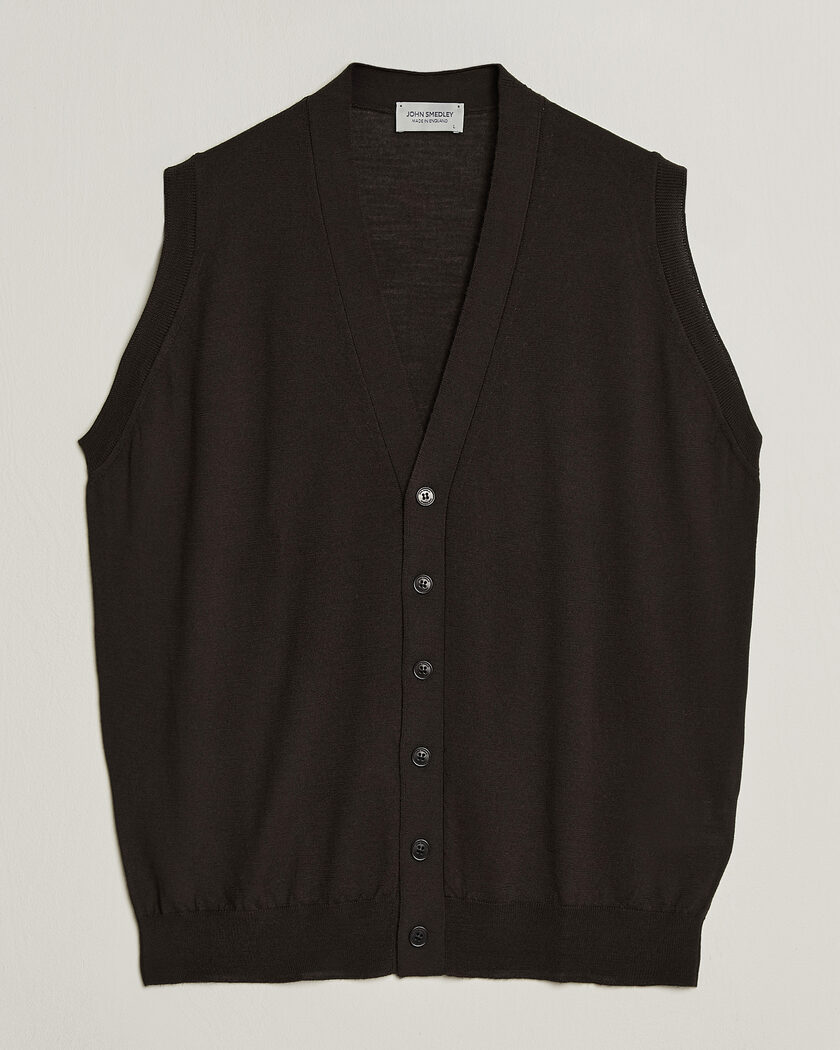 John Smedley Bolton Extra Fine Merino Waistcoat Faulkner Brown – Brown