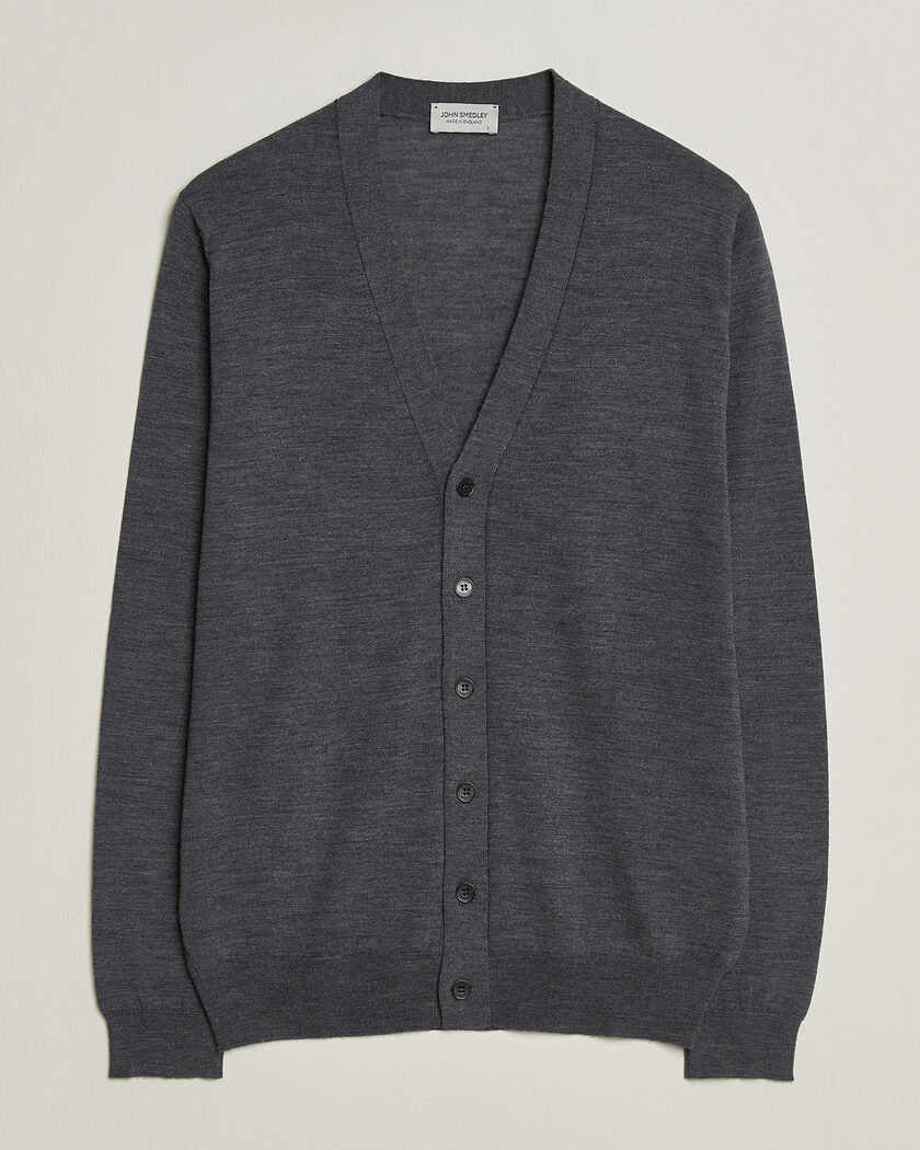 John Smedley Bradrick Extra Fine Merino Cardigan Charcoal – Grey