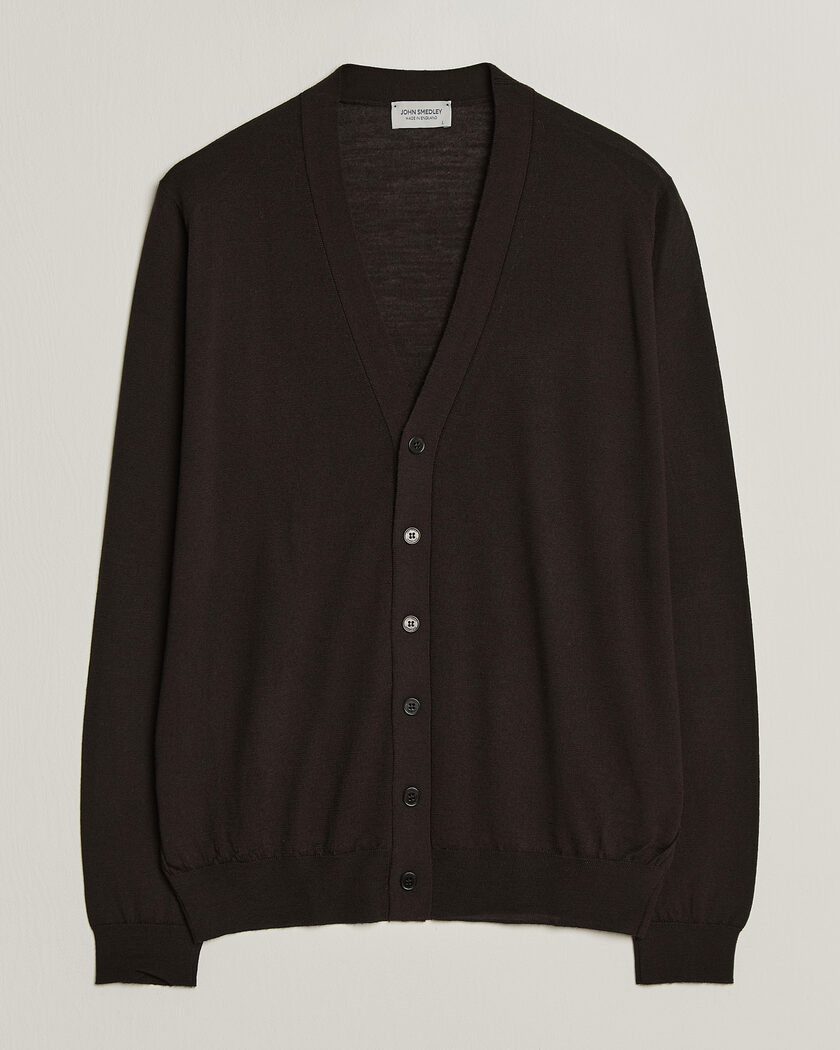 John Smedley Bradrick Extra Fine Merino Cardigan Faulkner Brown – Brown