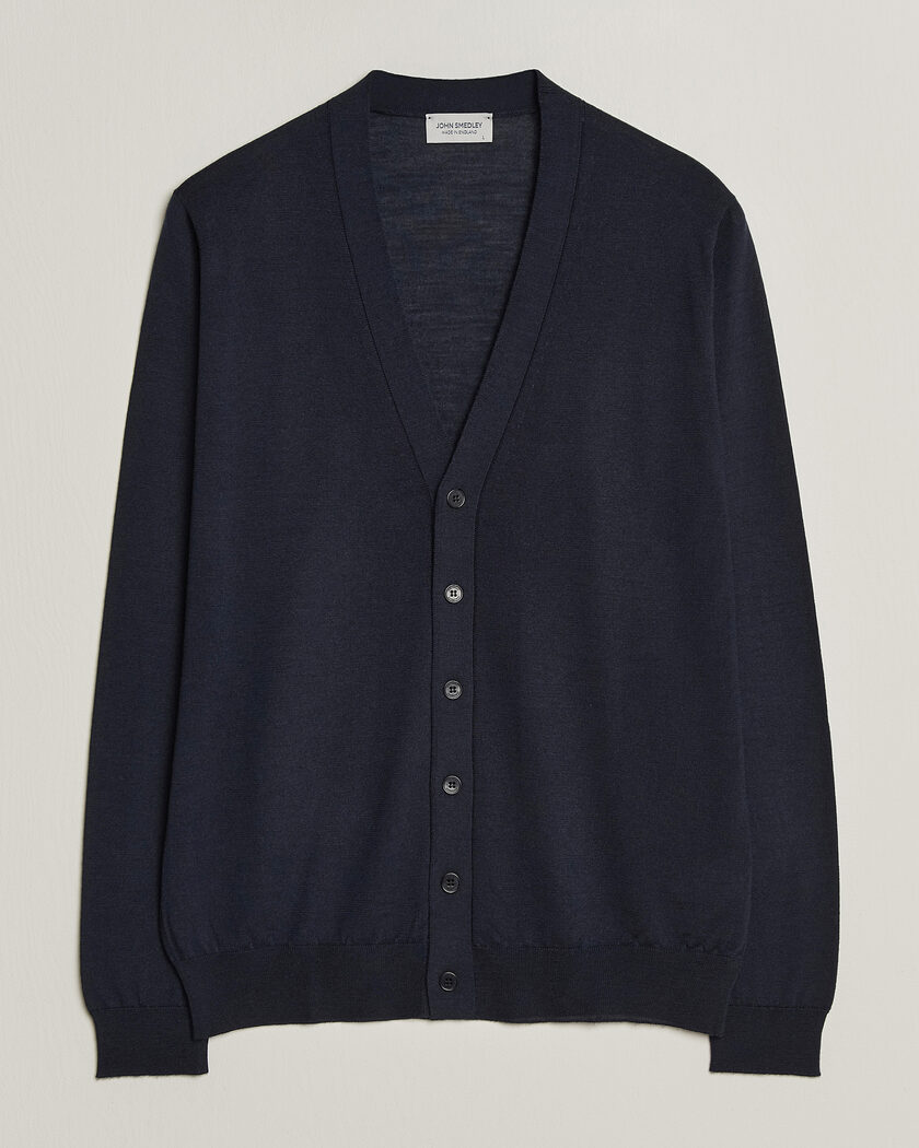 John Smedley Bradrick Extra Fine Merino Cardigan Midnight – Blue