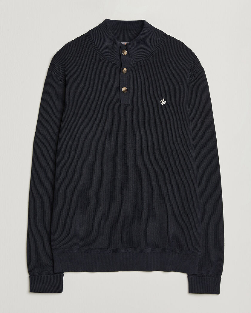 Morris Niall Half Button Sweater Old Blue – Blue