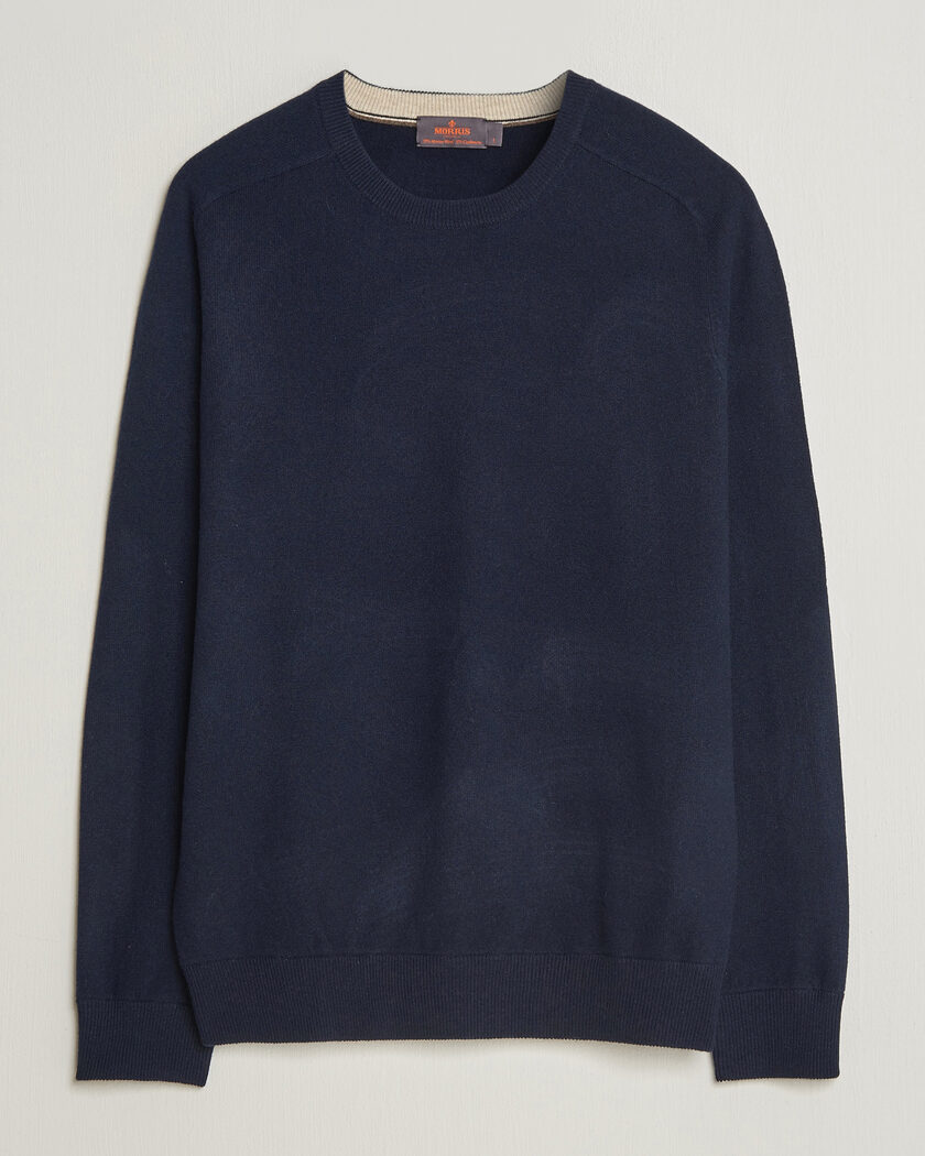 Morris Wilfred Cashmere O-Neck Navy – Blue