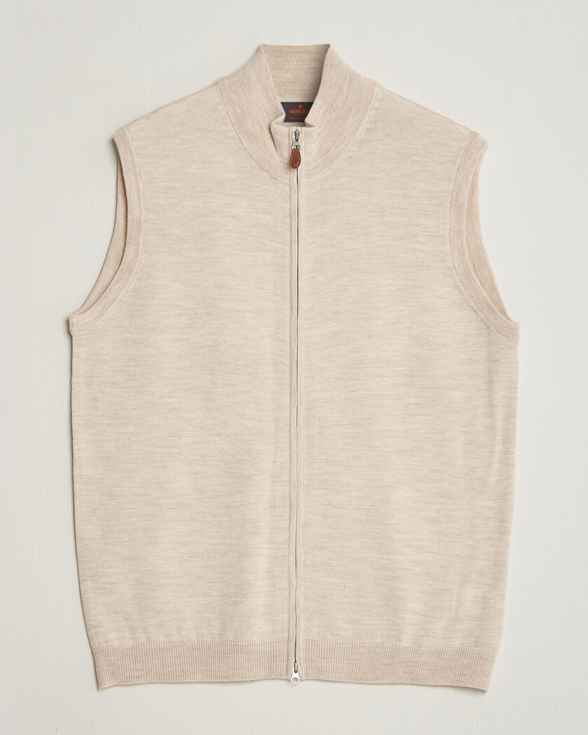 Morris Merino Zip Vest Off White – White