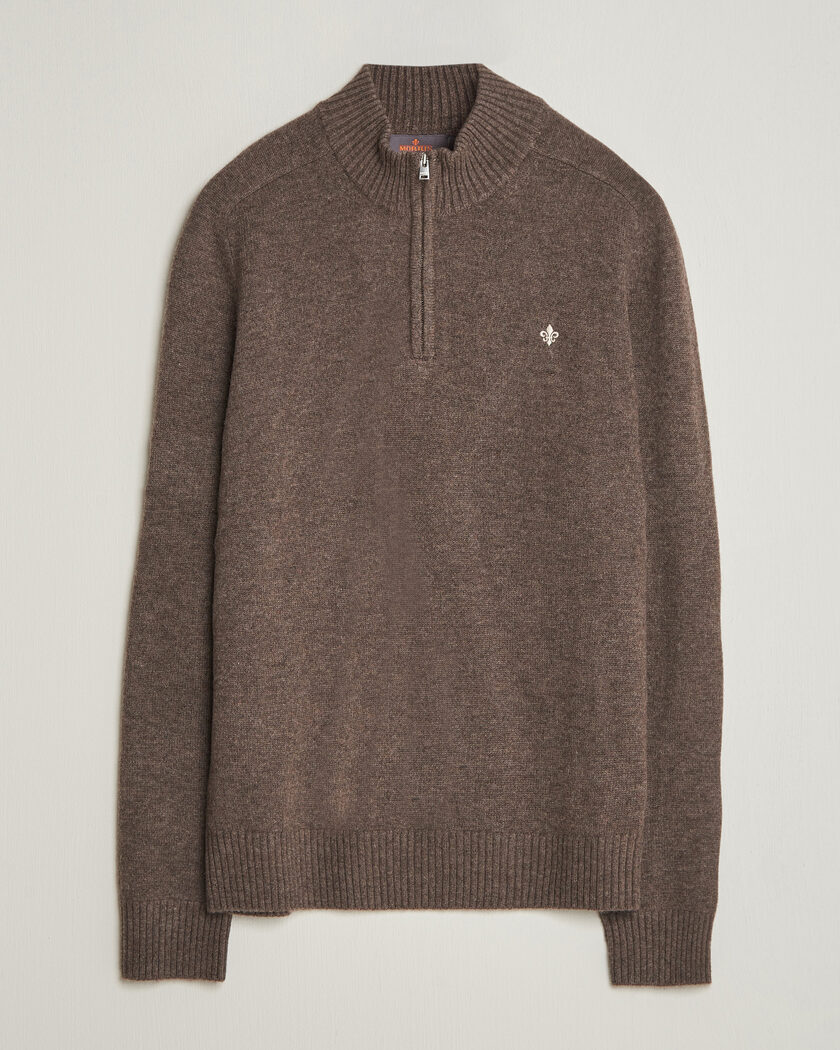 Morris Hertford Lambswool Half Zip Brown – Brown