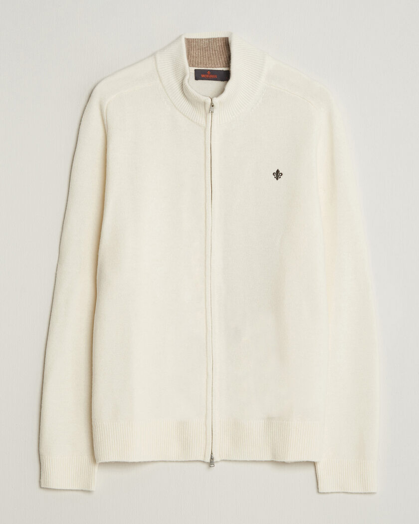 Morris Hertford Zip Cardigan Off White – White