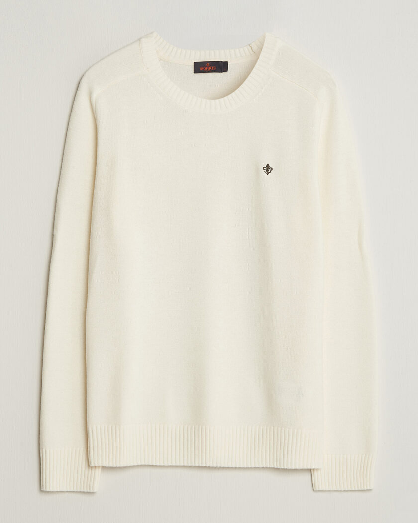 Morris Hertford Lambswool Crew Neck Off White – White
