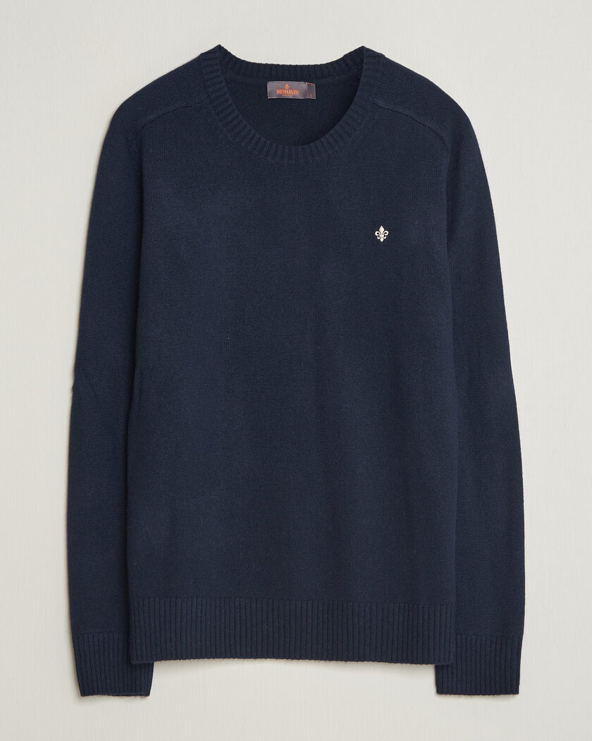 Morris Hertford Lambswool Crew Neck Navy – Blue