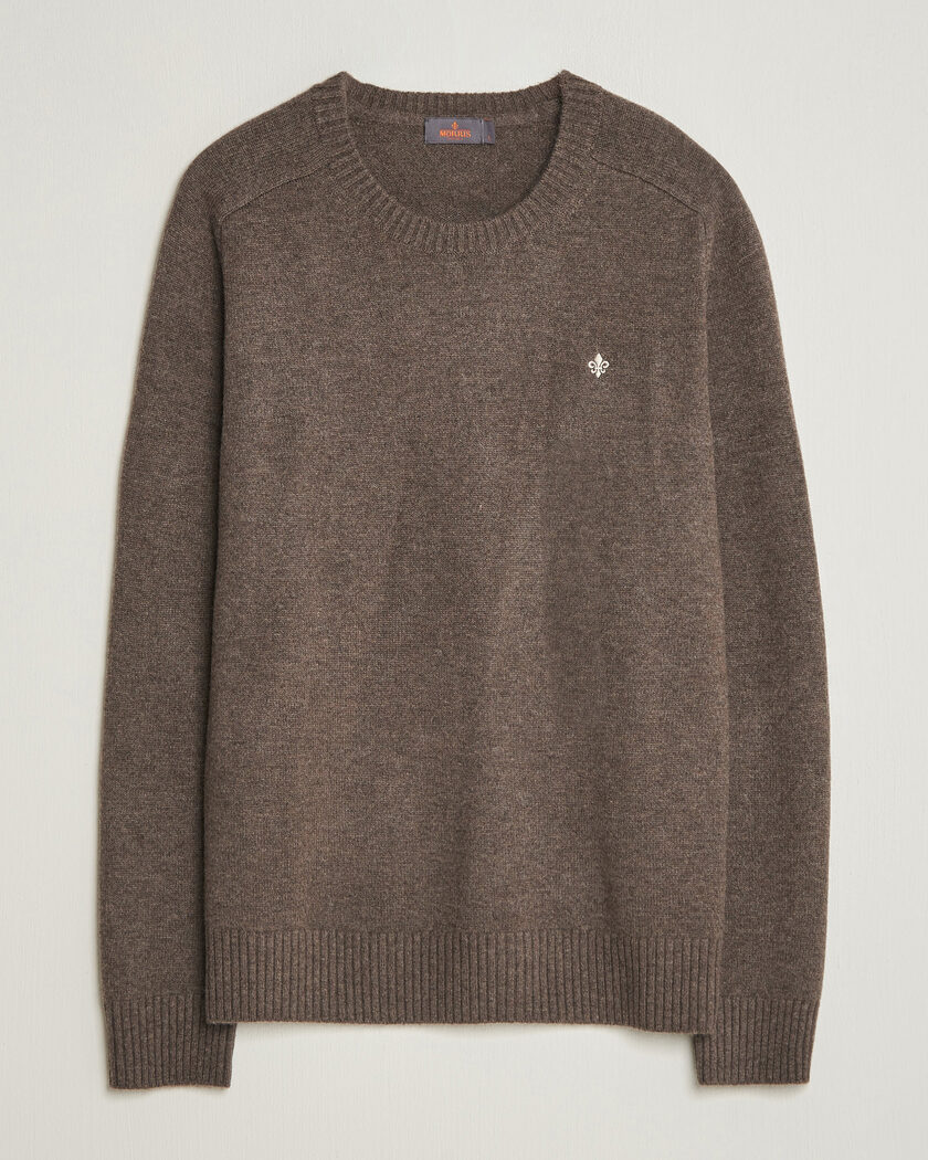 Morris Hertford Lambswool Crew Neck Brown – Brown