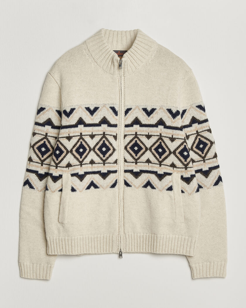 Morris Hadley Zip Cardigan Off White – White