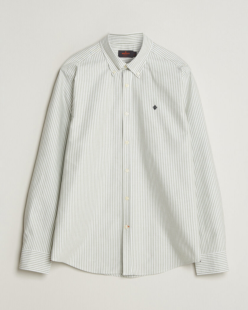 Morris Douglas Oxford Stripe Shirt Olive – Green