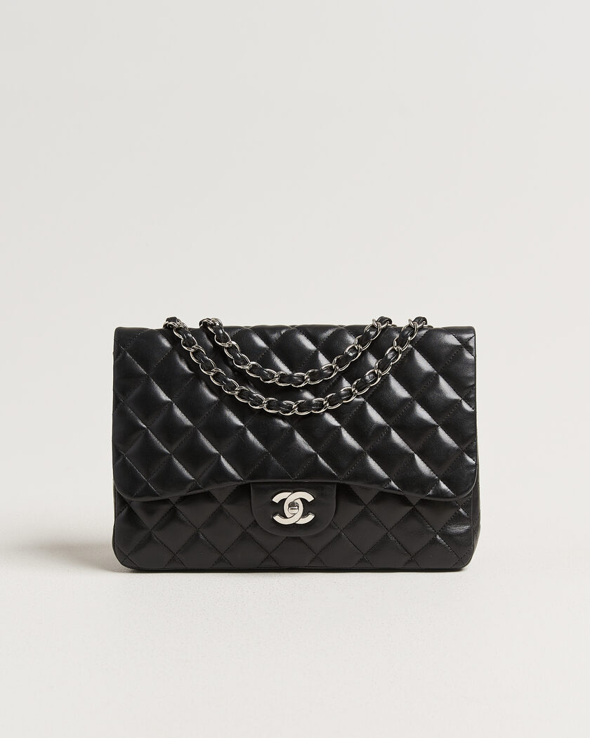 Chanel Pre-Owned Classic Jumbo Single Flap Bag Lambskin Black – Black