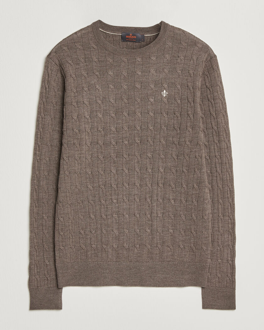 Morris Merino Cable O-Neck Brown – Brown