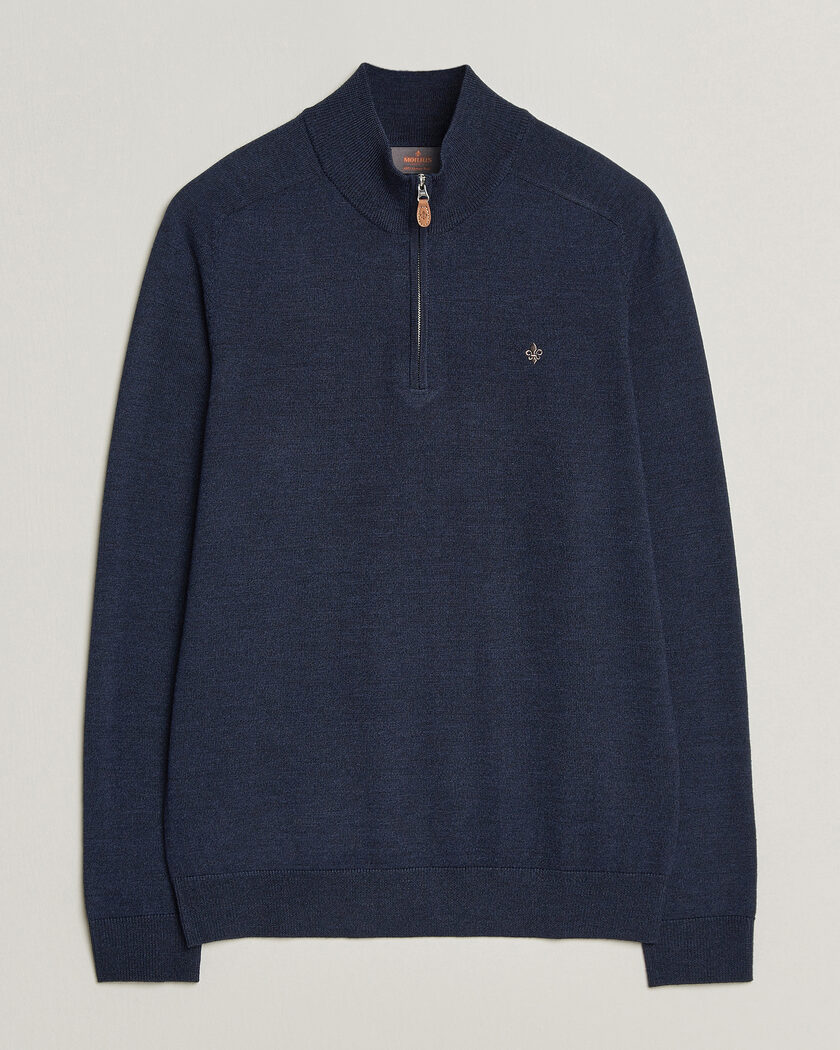 Morris John Merino Half Zip Ocean Blue – Blue