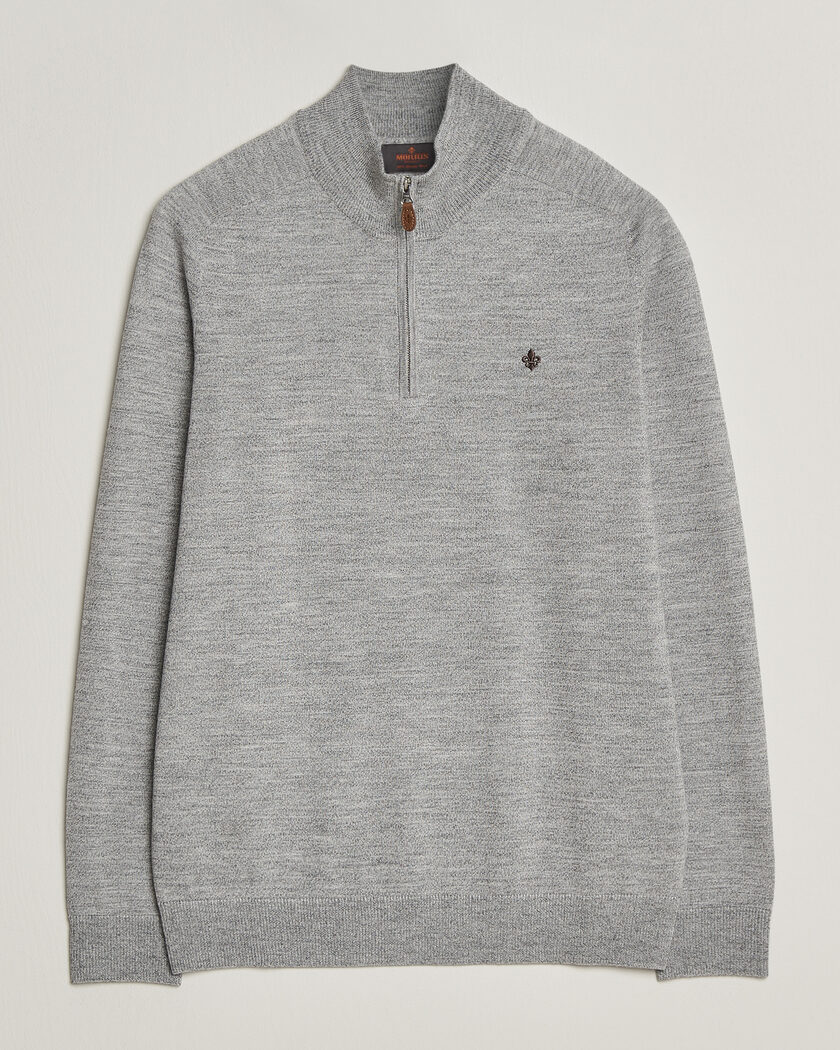 Morris John Merino Half Zip Mid Grey – Grey