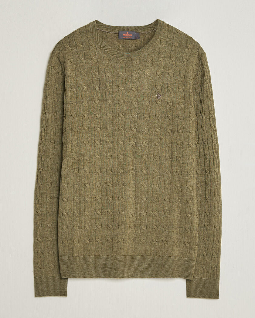 Morris Merino Cable O-Neck Olive – Green