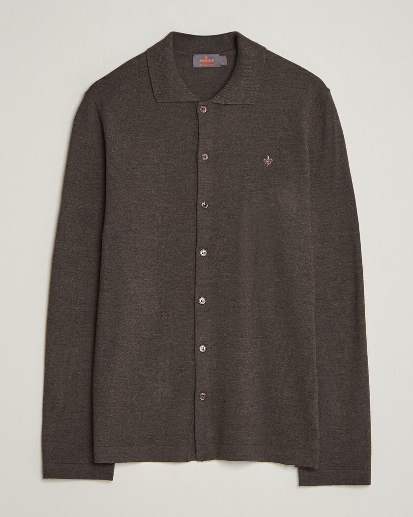 Morris Merino Shirt Cardigan Brown – Brown