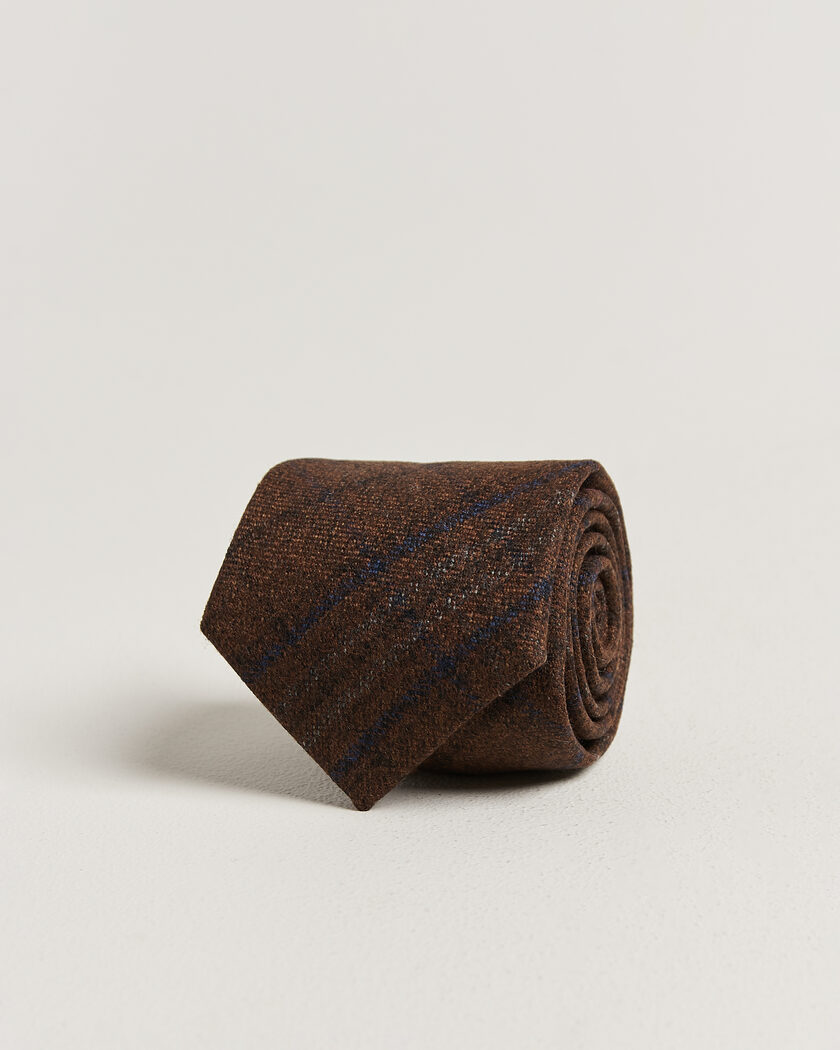 Amanda Christensen Wool Checked 8cm Tie Rust – Brown