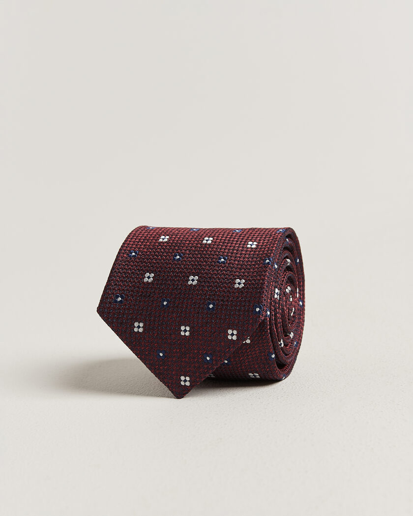 Amanda Christensen Silk Flower 8cm Tie Wine – Red