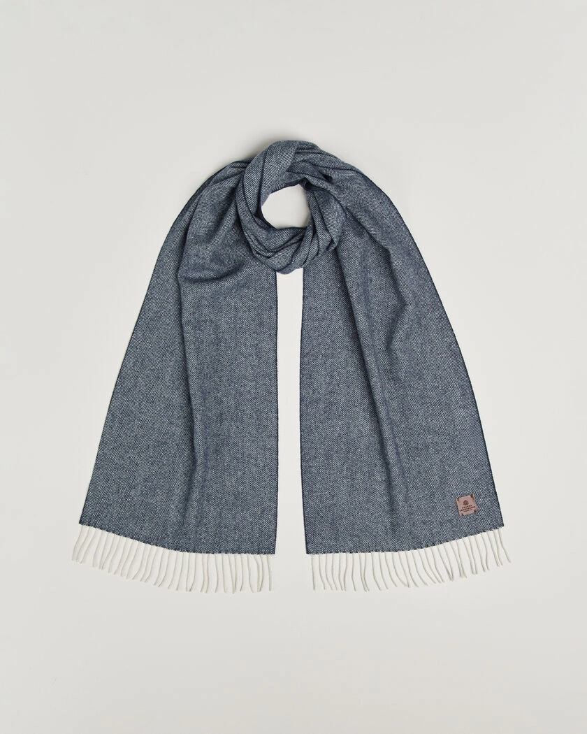 Amanda Christensen Wool Herringbone Scarf Navy – Blue