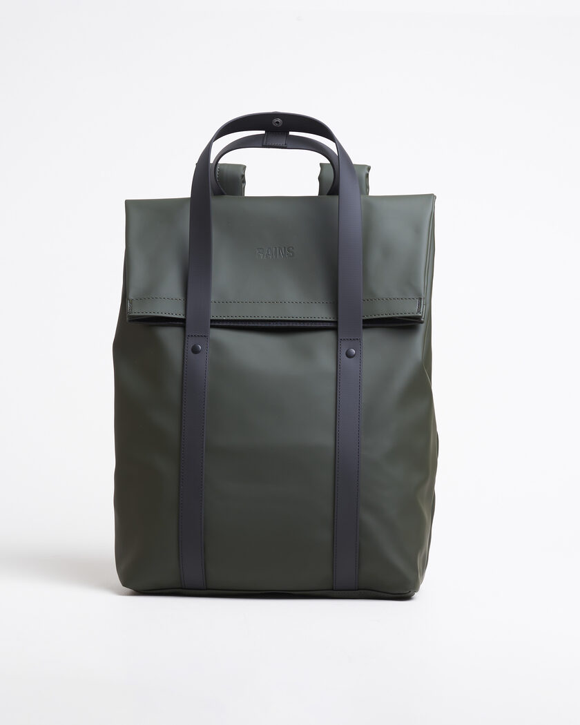 RAINS 2 Way Tote Backpack Black Green – Green