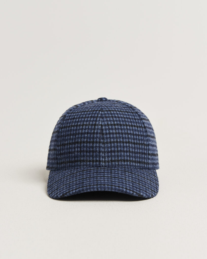 Varsity Headwear Mohair Wool Checked Baseball Cap Navy – Blue