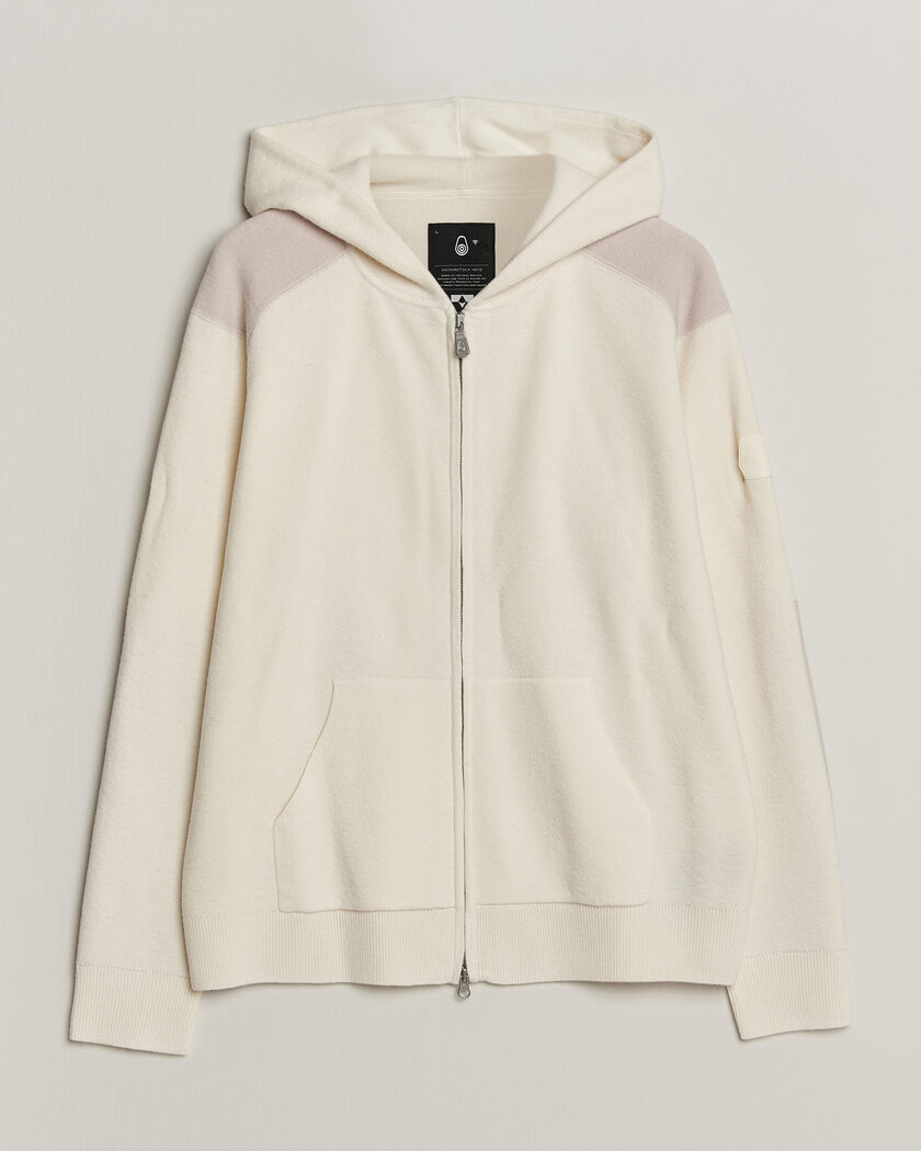 Sail Racing Spine Wool Knitted Full Zip Hoodie Off White – White