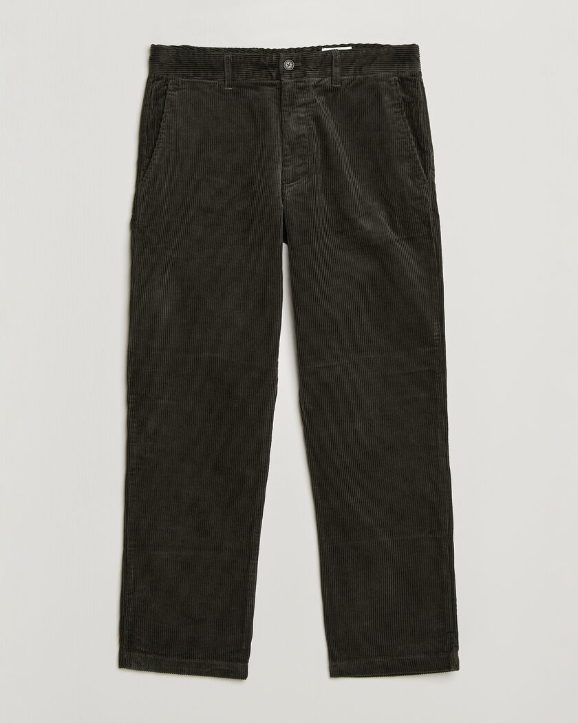NN07 Aden Regular Fit Corduroy Chinos Dark Army – Green